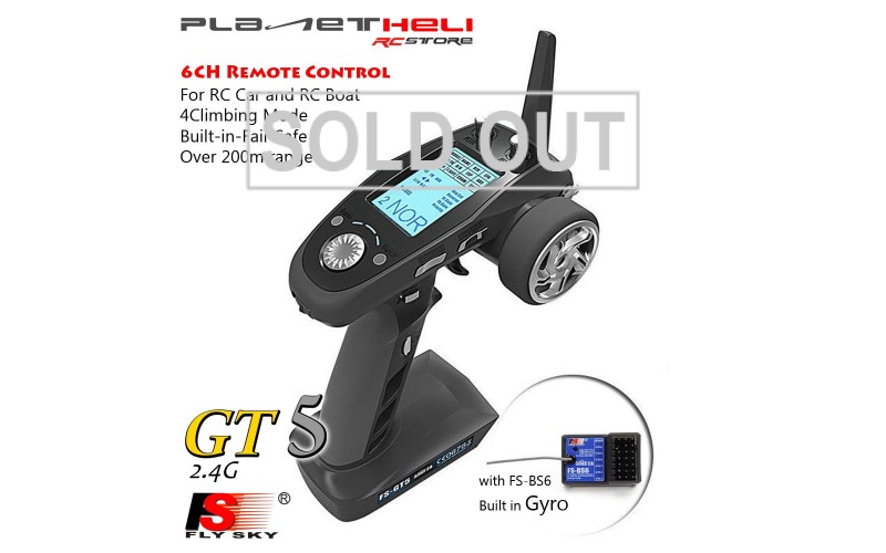 Flysky FS-GT5 2.4G 6CH Transmitter with FS-BS6 6CH Receiver Built-in Gyro Fail-Safe for RC Car Boat